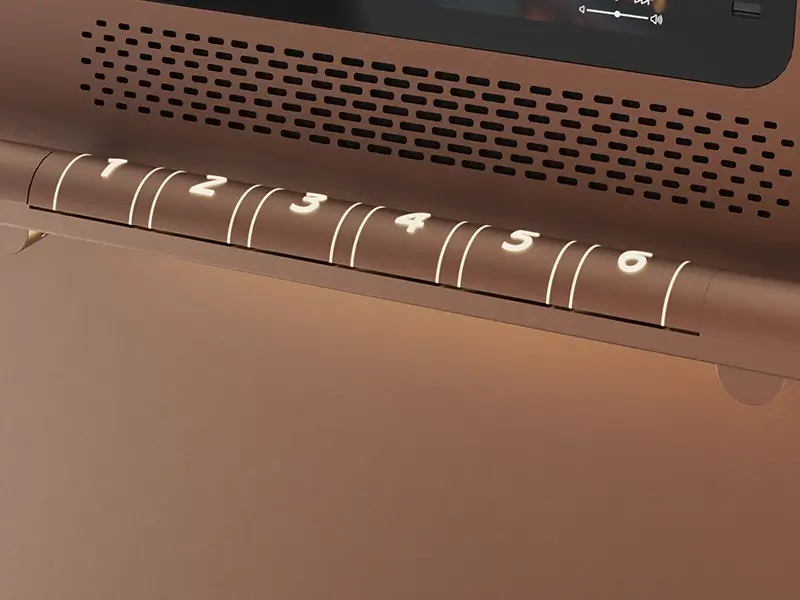 Close-up of the Cibes Air 2 platform lift ergonomic handrail with illuminated floor numbers for safe and intuitive home lift use.