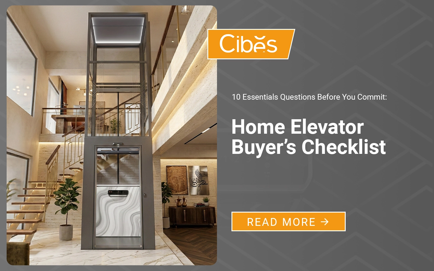 Modern glass home elevator installed in a luxury villa with panoramic shaft and staircase design.